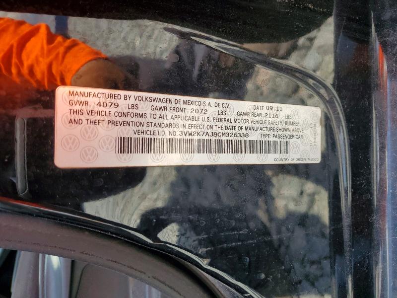 53118556 :رقم المزاد ، 3VW2K7AJ8CM326338 vin ، 2012 Volkswagen Jetta مزاد بيع