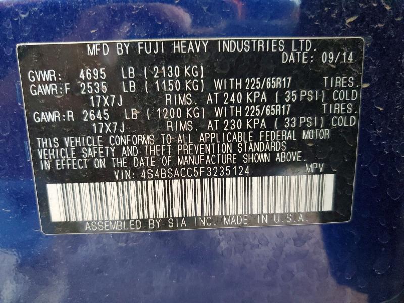 Продаж на аукціоні авто 2015 Subaru Outback, vin: 4S4BSACC5F3235124, номер лоту: 52410146