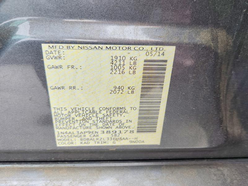 54060136 :رقم المزاد ، 1N4AL3AP9EN389178 vin ، 2014 Nissan Altima مزاد بيع