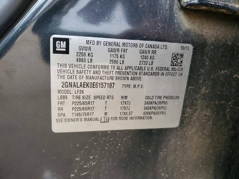 2014 Chevrolet Equinox მანქანა იყიდება აუქციონზე, vin: 2GNALAEK0E6157187, აუქციონის ნომერი: 52697856