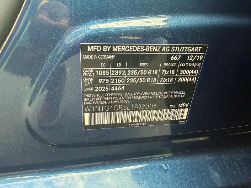 Aukcja sprzedaży 2020 Mercedes-benz Cla 250 4m, vin: W1NTG4GB5LJ702006, numer aukcji: 55579886