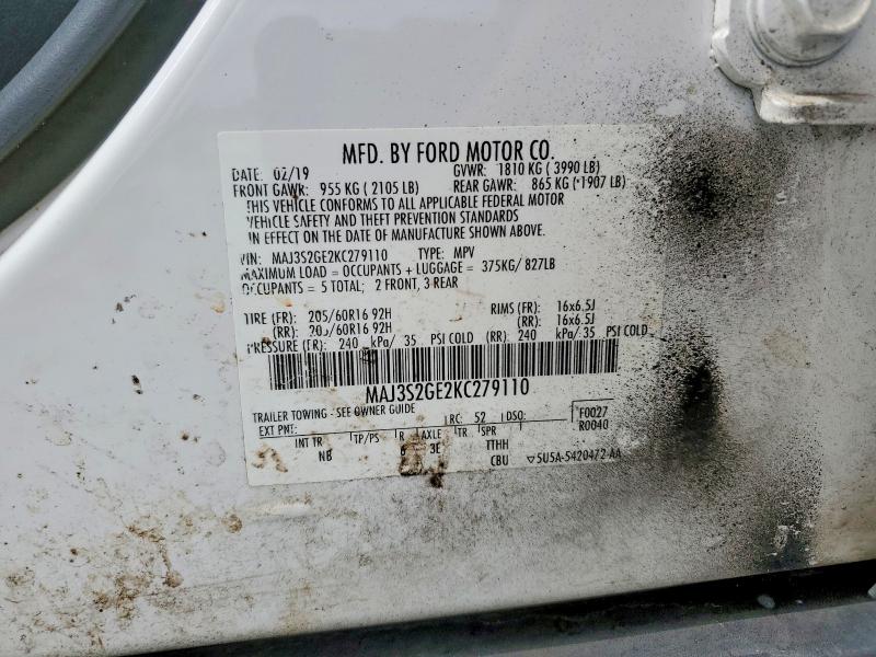 Продаж на аукціоні авто 2019 Ford Ecosport, vin: MAJ3S2GE2KC279110, номер лоту: 54320926
