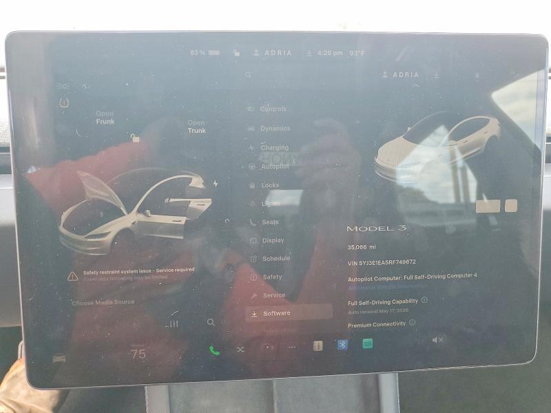 2024 Tesla Model 3 მანქანა იყიდება აუქციონზე, vin: 5YJ3E1EA5RF749672, აუქციონის ნომერი: 52863446