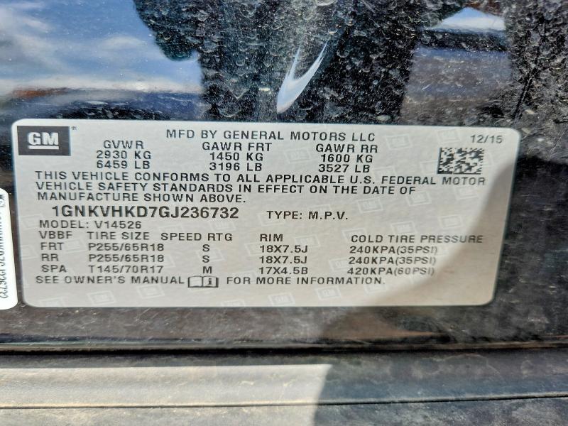 Aukcja sprzedaży 2016 Chevrolet Traverse, vin: 1GNKVHKD7GJ236732, numer aukcji: 53141486