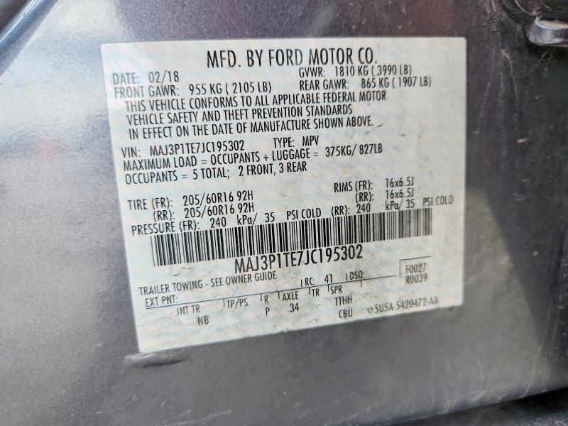 Продажа на аукционе авто 2018 Ford Ecosport, vin: MAJ3P1TE7JC195302, номер лота: 52429606