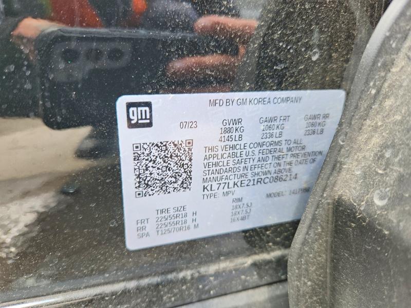 2024 Chevrolet Trax მანქანა იყიდება აუქციონზე, vin: KL77LKE21RC086214, აუქციონის ნომერი: 52438586