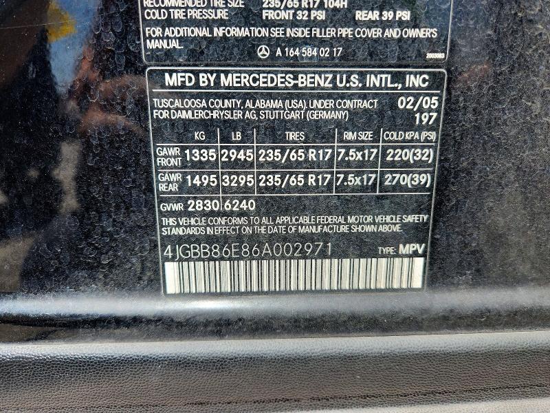 Aukcja sprzedaży 2006 Mercedes-benz Ml, vin: 4JGBB86E86A002971, numer aukcji: 54667296