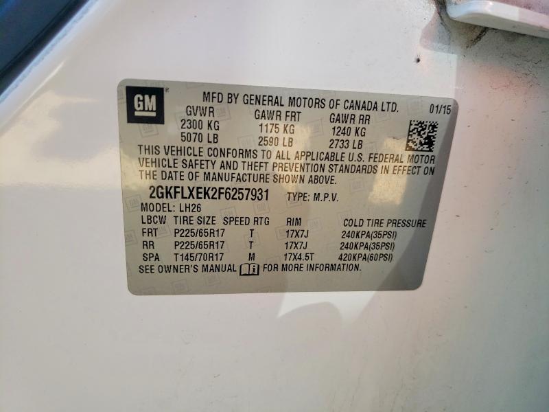Продажа на аукционе авто 2015 Gmc Terrain, vin: 2GKFLXEK2F6257931, номер лота: 53708776