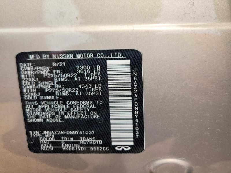 Продажа на аукционе авто 2022 Infiniti Qx80, vin: JN8AZ2AF0N9741037, номер лота: 53022666