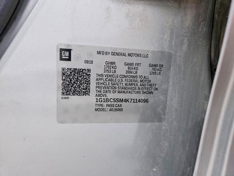 Продажа на аукционе авто 2019 Chevrolet Cruze, vin: 1G1BC5SM4K7114096, номер лота: 53048756