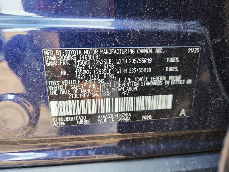 53477746 :رقم المزاد ، 2T3C1RFV1SW440888 vin ، 2025 Toyota Rav4 مزاد بيع