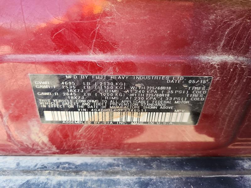 Aukcja sprzedaży 2015 Subaru Outback, vin: 4S4BSBLC0F3346511, numer aukcji: 52049446
