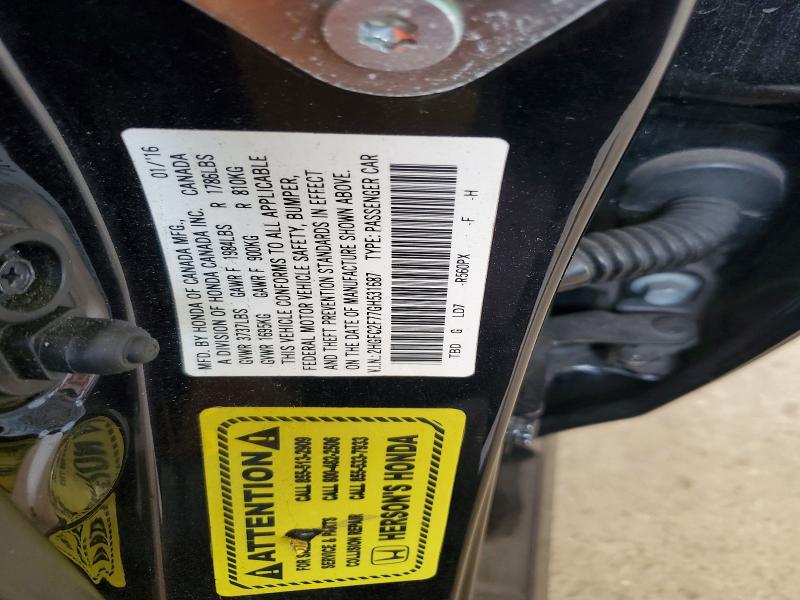 52414386 :رقم المزاد ، 2HGFC2F77GH531687 vin ، 2016 Honda Civic مزاد بيع