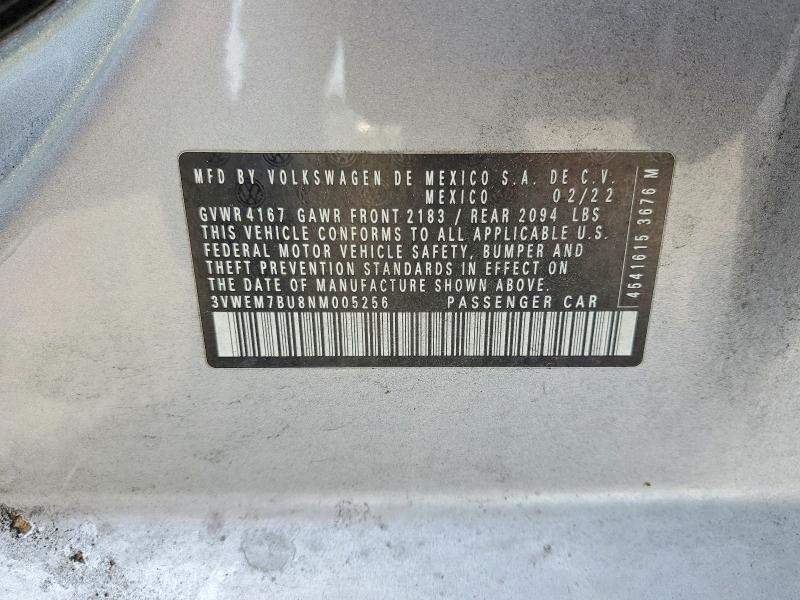 Продаж на аукціоні авто 2022 Volkswagen Jetta, vin: 3VWEM7BU8NM005256, номер лоту: 52173546