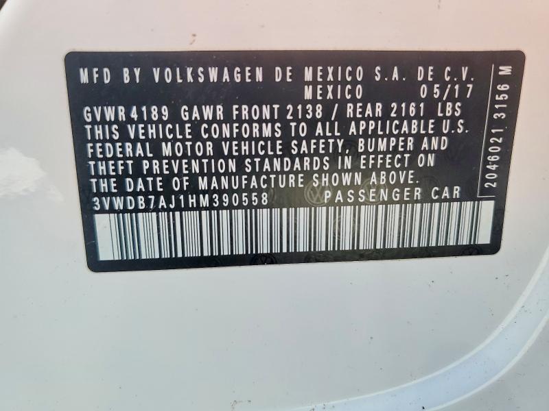Aukcja sprzedaży 2017 Volkswagen Jetta, vin: 3VWDB7AJ1HM390558, numer aukcji: 55145176