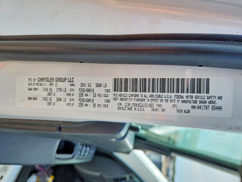 Продажа на аукционе авто 2012 Jeep Liberty, vin: 1C4PJMAKXCW181483, номер лота: 54500316