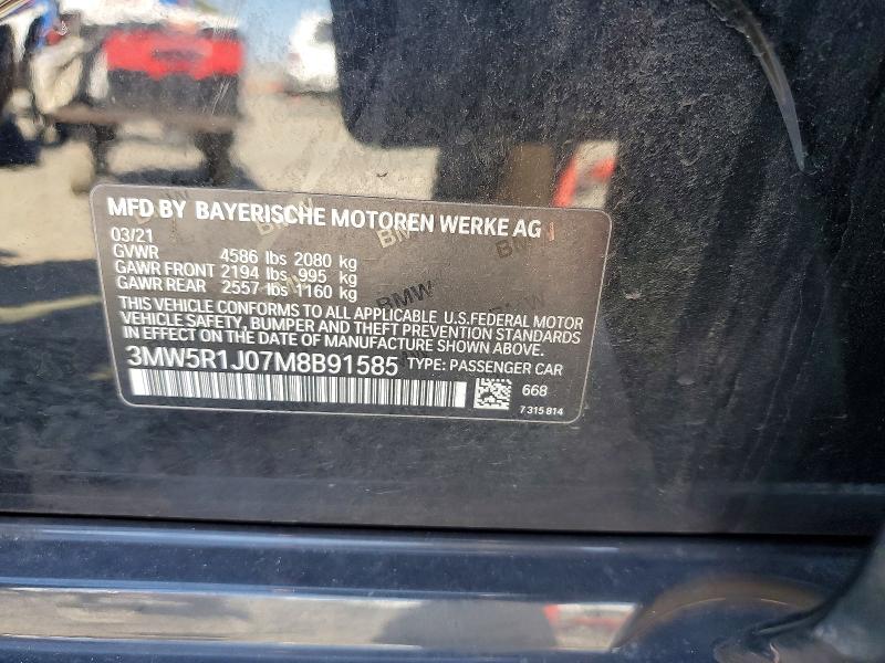 Продажа на аукционе авто 2021 Bmw 330i, vin: 3MW5R1J07M8B91585, номер лота: 53236056