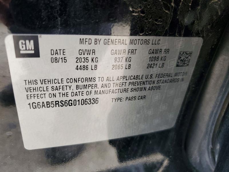 52499896 :رقم المزاد ، 1G6AB5RS6G0106336 vin ، 2016 Cadillac Ats مزاد بيع