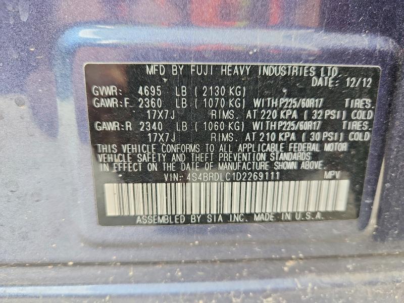 Продажа на аукционе авто 2013 Subaru Outback, vin: 4S4BRDLC1D2269111, номер лота: 54948226