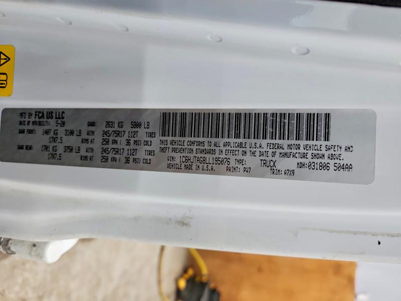 Продажа на аукционе авто 2020 Jeep Gladiator, vin: 1C6HJTAG8LL195076, номер лота: 51944586