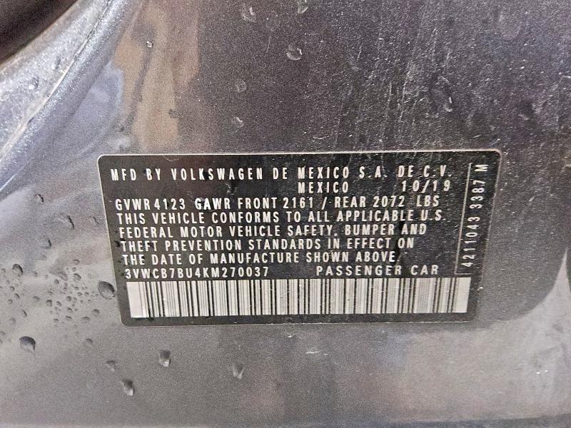 Продаж на аукціоні авто 2019 Volkswagen Jetta, vin: 3VWCB7BU4KM270037, номер лоту: 52580616