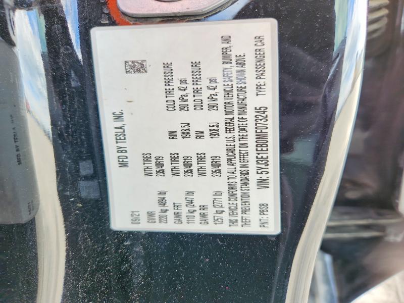 2021 Tesla Model 3 მანქანა იყიდება აუქციონზე, vin: 5YJ3E1EB0MF073245, აუქციონის ნომერი: 52714546