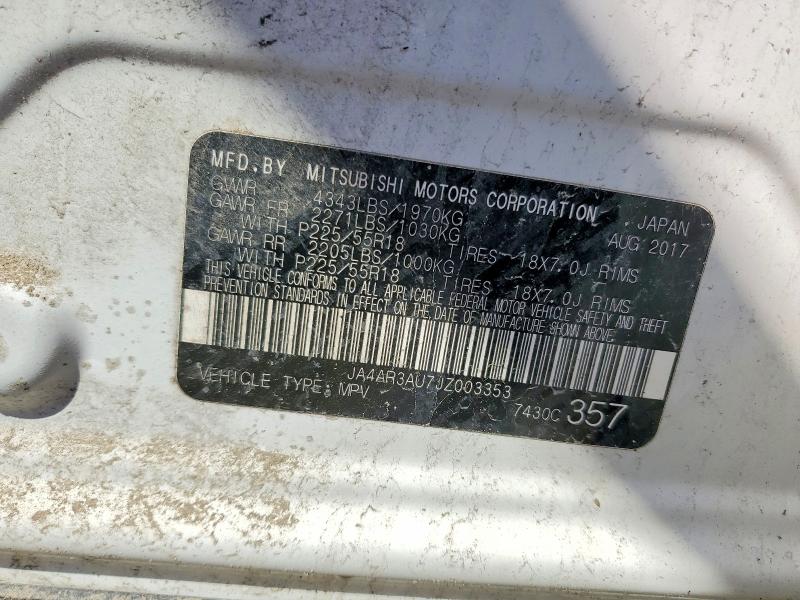 52151996 :رقم المزاد ، JA4AR3AU7JZ003353 vin ، 2018 Mitsubishi Outlander Sport مزاد بيع