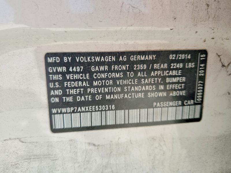 Aukcja sprzedaży 2014 Volkswagen Cc, vin: WVWBP7ANXEE530316, numer aukcji: 53989756