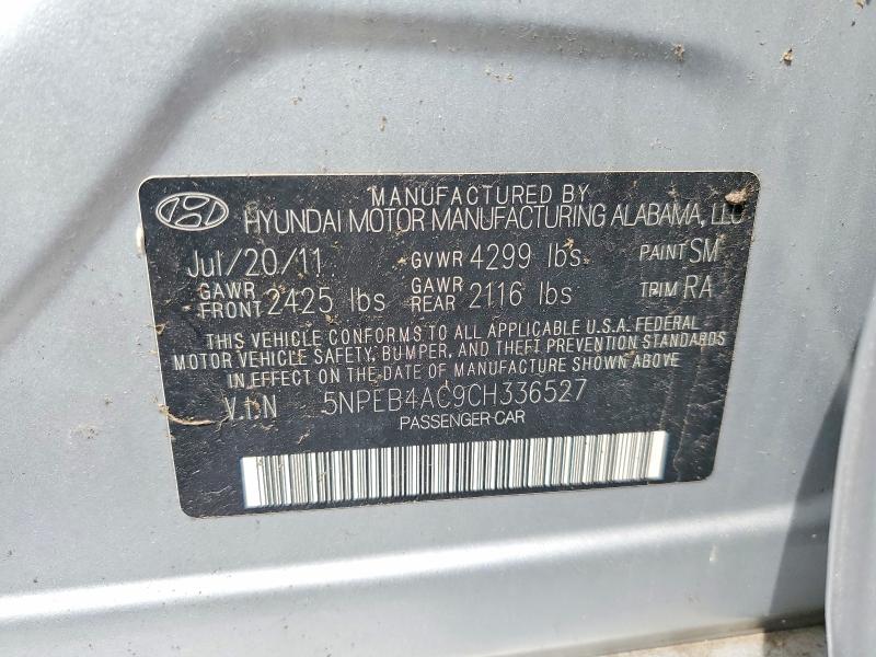 53514896 :رقم المزاد ، 5NPEB4AC9CH336527 vin ، 2012 Hyundai Sonata مزاد بيع
