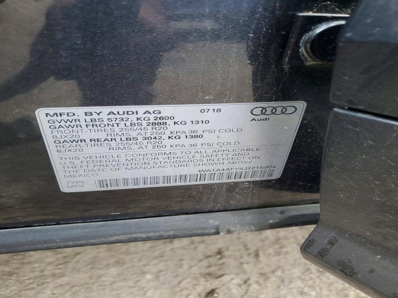 Продажа на аукционе авто 2018 Audi Sq5, vin: WA1A4AFY5J2215904, номер лота: 54852326