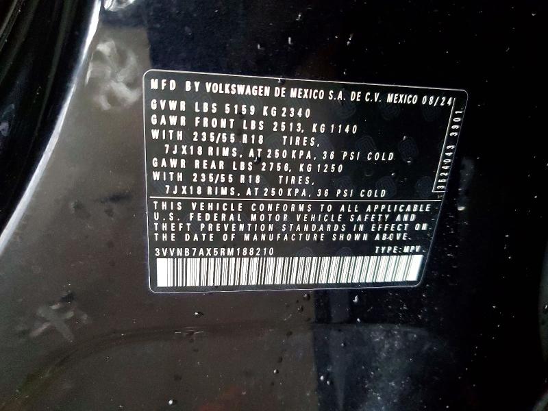Aukcja sprzedaży 2024 Volkswagen Tiguan, vin: 3VVNB7AX5RM188210, numer aukcji: 51011426