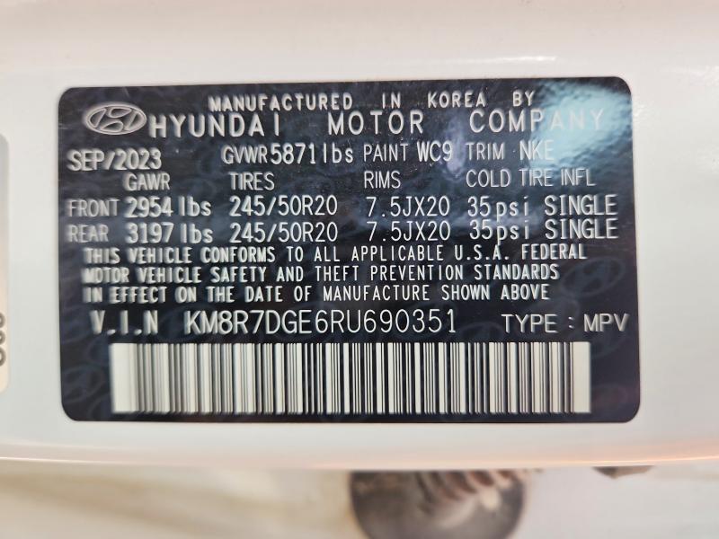 Aukcja sprzedaży 2024 Hyundai Palisade, vin: KM8R7DGE6RU690351, numer aukcji: 52450376