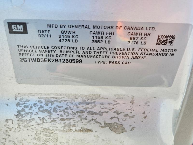 2011 Chevrolet Impala მანქანა იყიდება აუქციონზე, vin: 2G1WB5EK2B1230599, აუქციონის ნომერი: 52097766