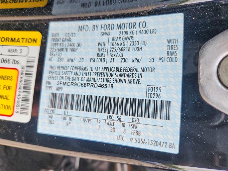 2023 Ford Bronco Sport მანქანა იყიდება აუქციონზე, vin: 3FMCR9C66PRD46518, აუქციონის ნომერი: 54434656