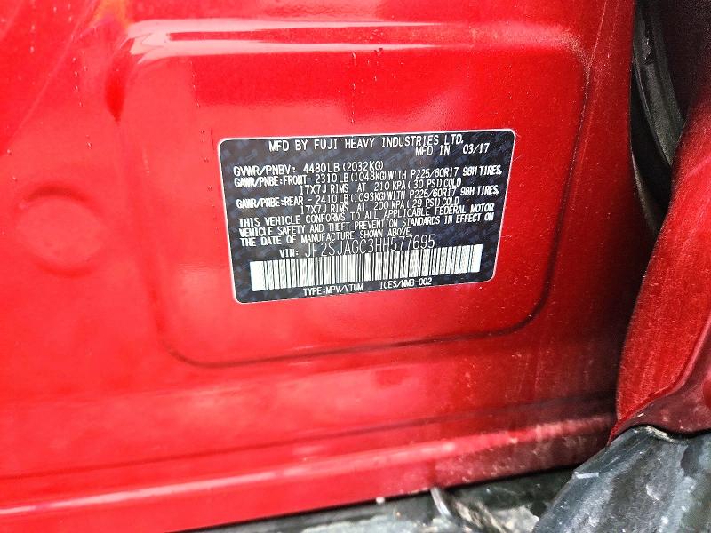 Продаж на аукціоні авто 2017 Subaru Forester, vin: JF2SJAGC3HH577695, номер лоту: 52019016