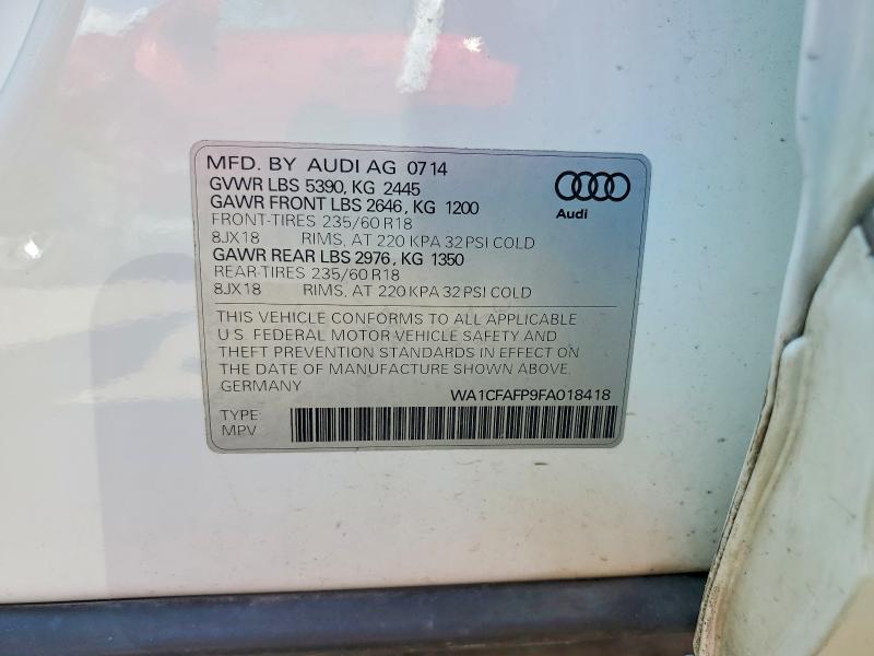 Aukcja sprzedaży 2015 Audi Q5, vin: WA1CFAFP9FA018418, numer aukcji: 52460346