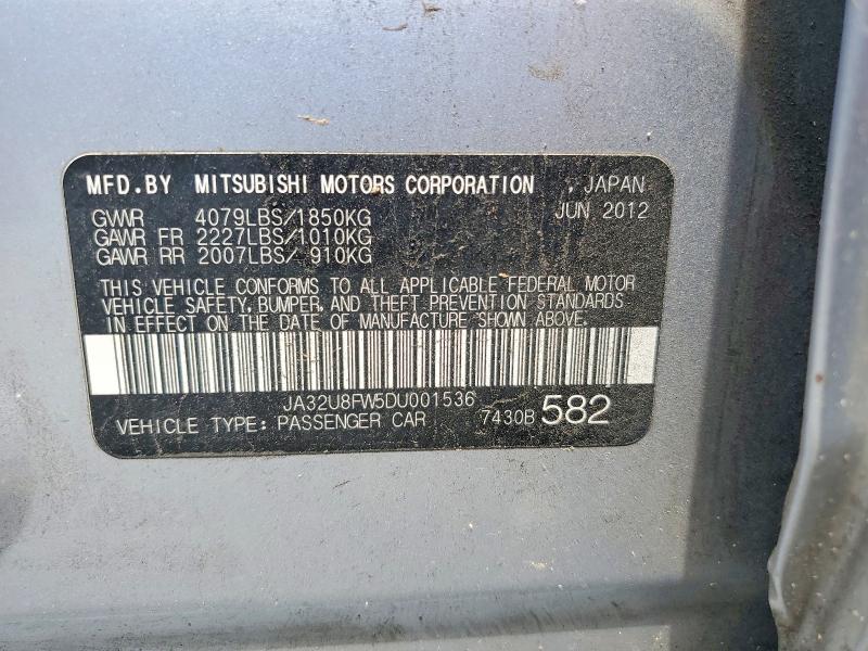 2013 Mitsubishi Lancer მანქანა იყიდება აუქციონზე, vin: JA32U8FW5DU001536, აუქციონის ნომერი: 55201346