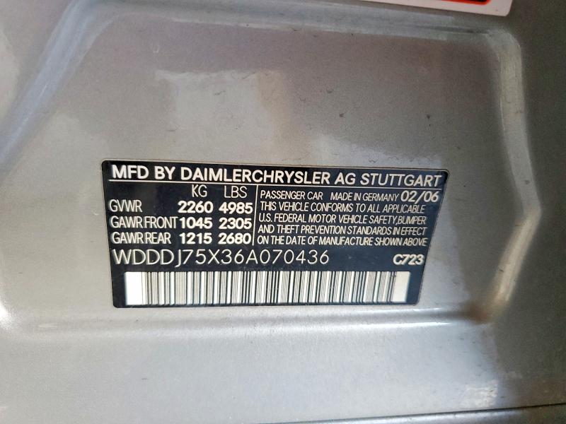 Aukcja sprzedaży 2006 Mercedes-benz Cls, vin: WDDDJ75X36A070436, numer aukcji: 50990996