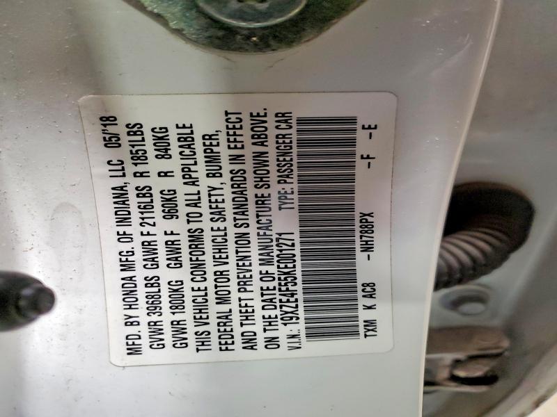 Aukcja sprzedaży 2019 Honda Insight, vin: 19XZE4F55KE001271, numer aukcji: 53896646