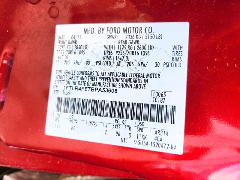 Aukcja sprzedaży 2011 Ford Ranger, vin: 1FTLR4FE7BPA53608, numer aukcji: 46779516