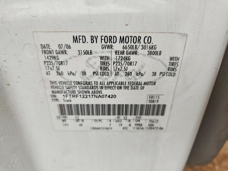 52463606 :رقم المزاد ، 1FTRF12217NA07420 vin ، 2007 Ford F150 مزاد بيع