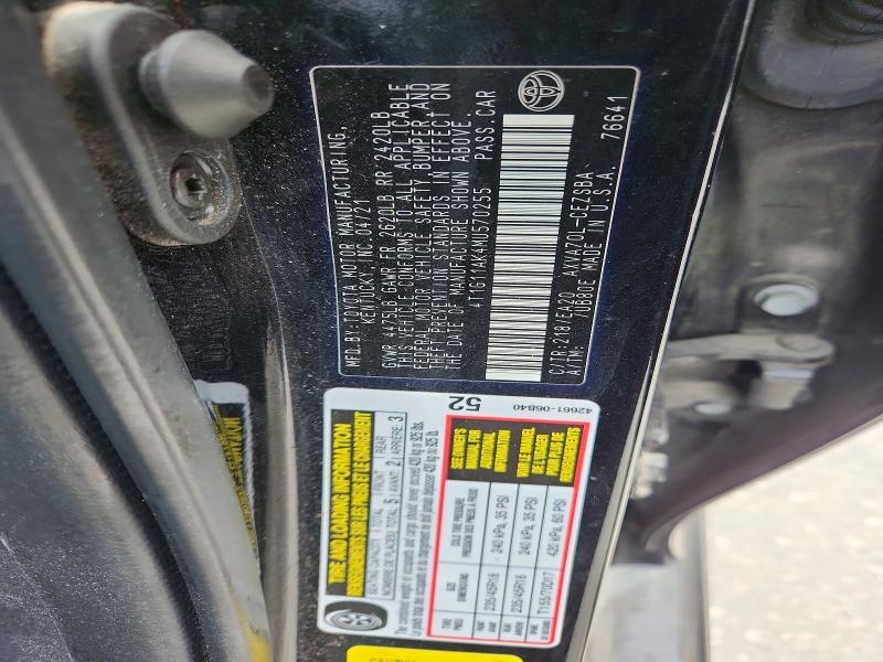 54365816 :رقم المزاد ، 4T1G11AK4MU570255 vin ، 2021 Toyota Camry مزاد بيع