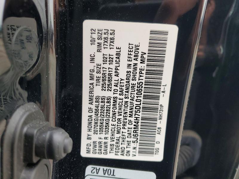 52089896 :رقم المزاد ، 5J6RM4H75DL010655 vin ، 2013 Honda Cr-v مزاد بيع
