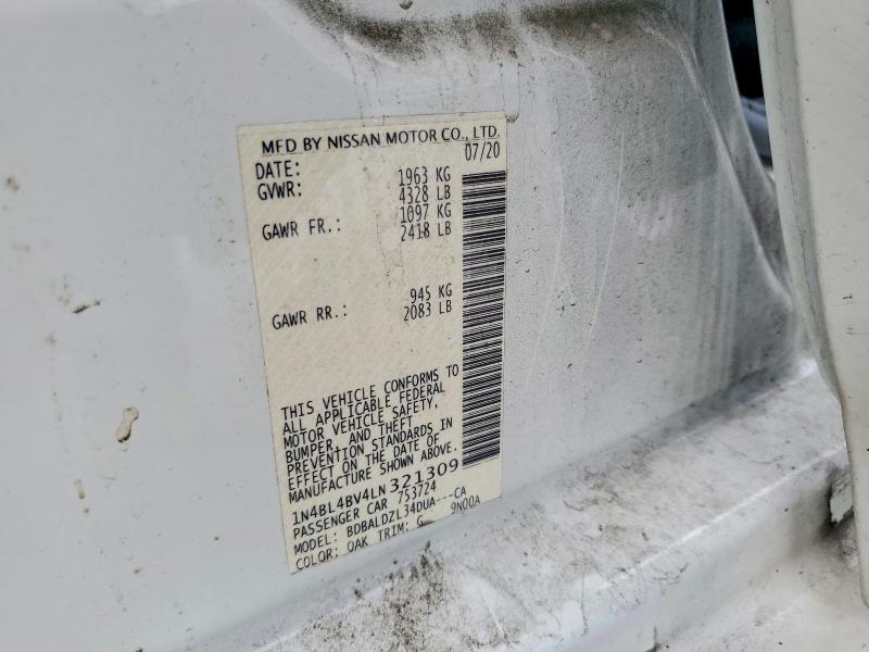 54632956 :رقم المزاد ، 1N4BL4BV4LN321309 vin ، 2020 Nissan Altima مزاد بيع
