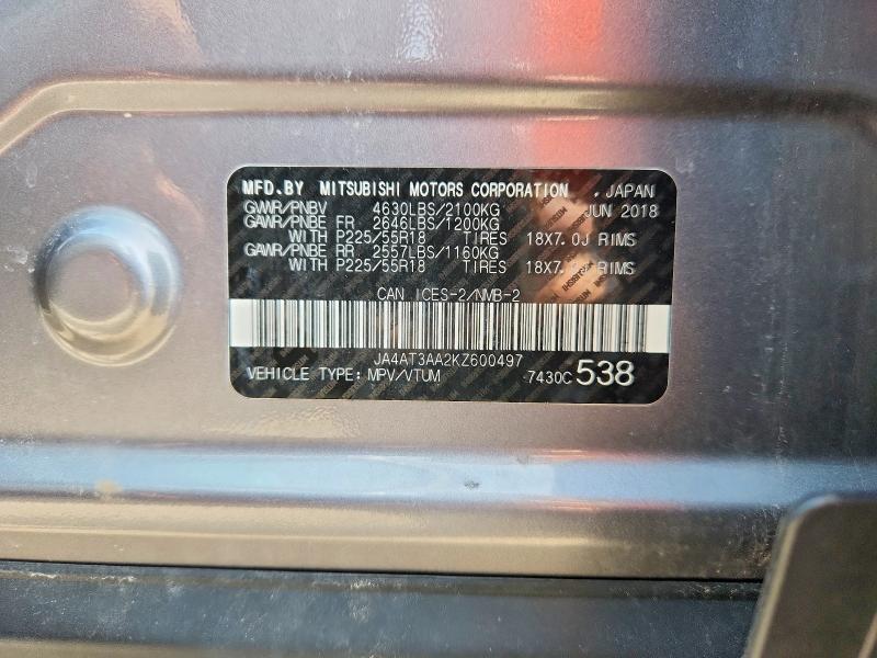 Aukcja sprzedaży 2019 Mitsubishi Eclipse Cross, vin: JA4AT3AA2KZ600497, numer aukcji: 53914316