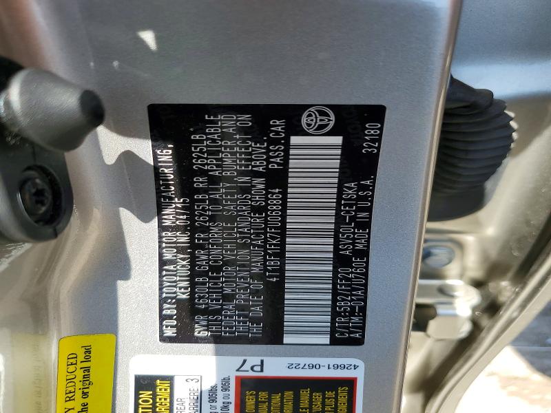 Продаж на аукціоні авто 2015 Toyota Camry, vin: 4T1BF1FK7FU068864, номер лоту: 55434246