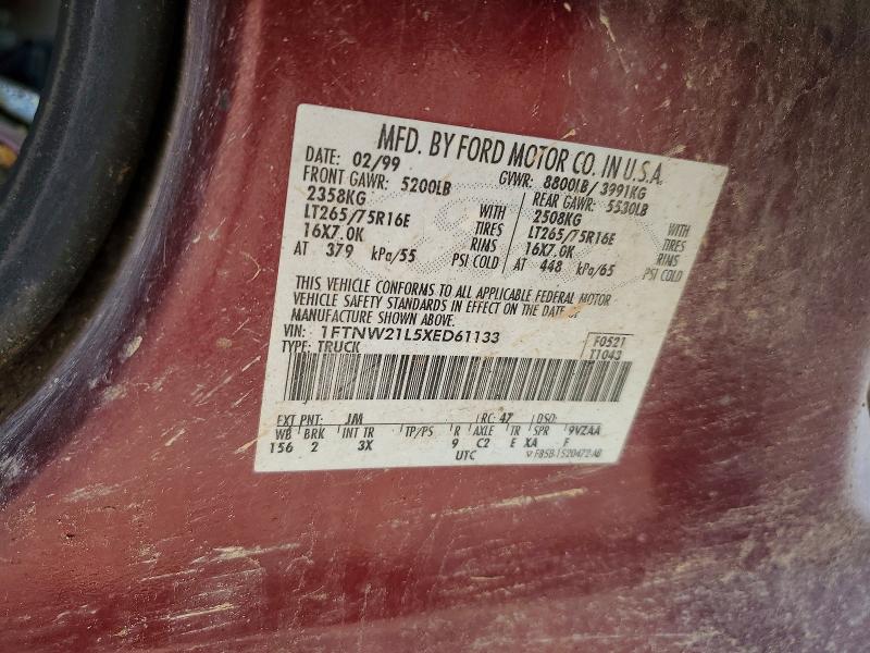 53039826 :رقم المزاد ، 1FTNW21L5XED61133 vin ، 1999 Ford F250 مزاد بيع