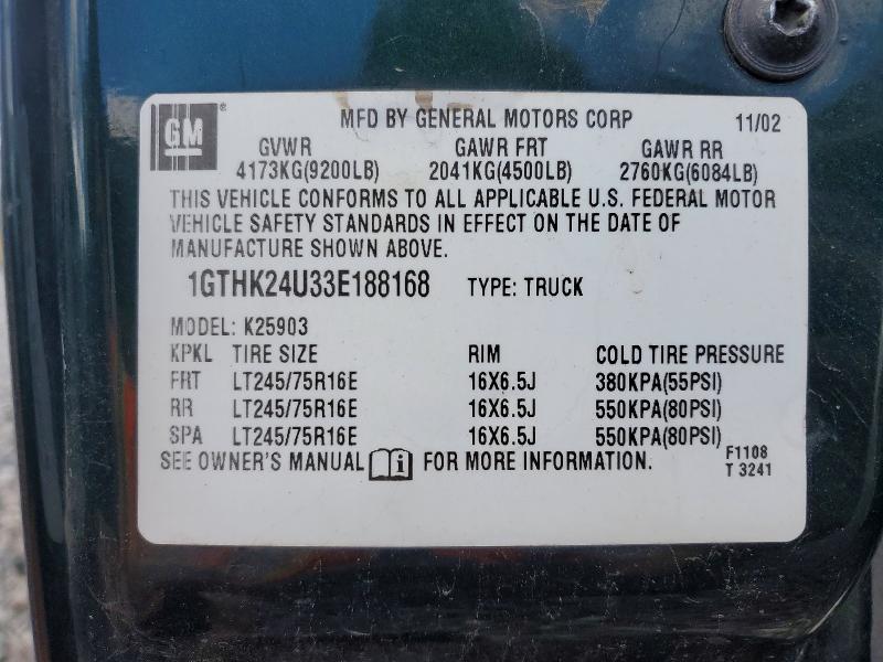 Aukcja sprzedaży 2003 Gmc Sierra 2500, vin: 1GTHK24U33E188168, numer aukcji: 52463196