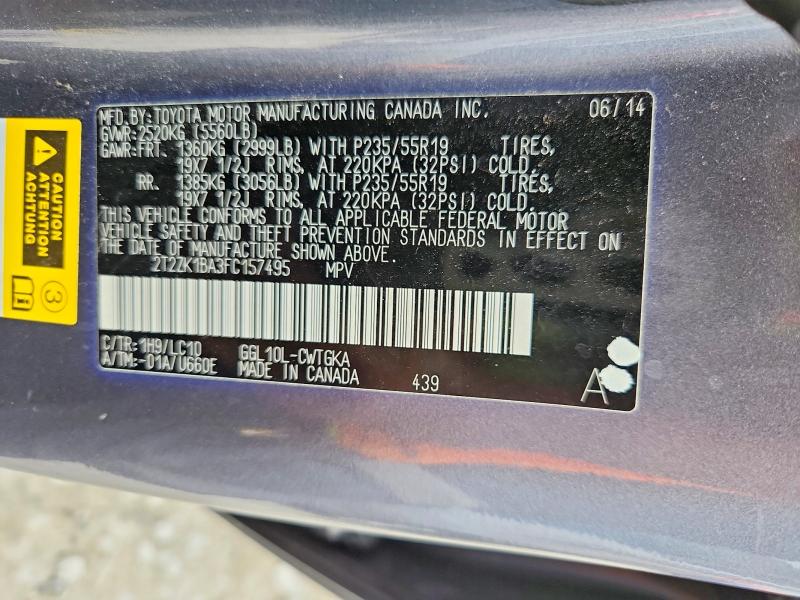 Aukcja sprzedaży 2015 Lexus Rx, vin: 2T2ZK1BA3FC157495, numer aukcji: 54875186