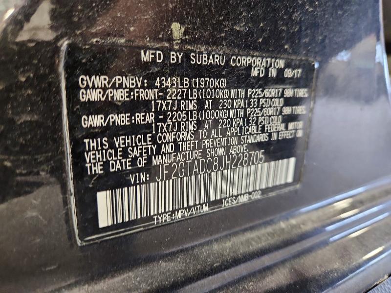 Aukcja sprzedaży 2018 Subaru Crosstrek, vin: JF2GTADC8JH228705, numer aukcji: 53710846